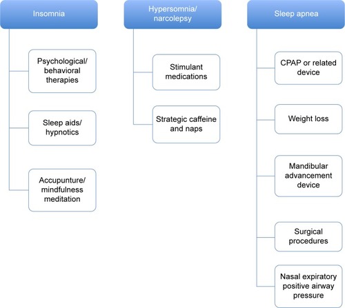 Figure 2 Treatment options for traumatic brain injury sleep disorders.