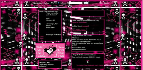 Figure 2. A customized Myspace layout (via pimp-my-profile.com).