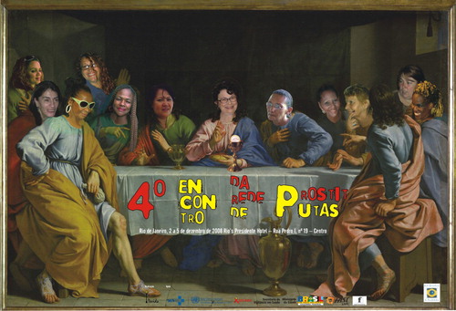 Figure 2. The artwork for the 2008 National Meeting of the Brazilian Prostitute Network in Rio de Janeiro. The banner says, ‘Fourth Encounter of the Network of Prostitutes,’ written in a way that also highlights the word ‘Puta’ (whore). It was created by the late Sylvio de Oliveira, artist and Davida member.