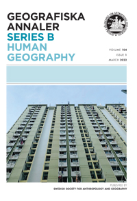 Cover image for Geografiska Annaler: Series B, Human Geography, Volume 104, Issue 2, 2022
