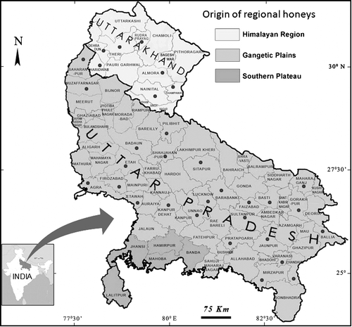 Figure 1. Sites of the honey samples studied.