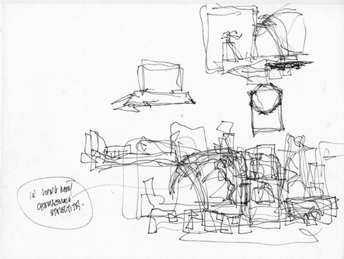 Figure 17. Frank Gehry, project sketch for Chiat Residence, Sagaponeck, New York, 1986 © Frank O. Gehry, Getty Research Institute, Los Angeles, Frank Gehry Papers.