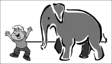 FIGURE 6 A simple scene with Fred and the elephant Clyde.