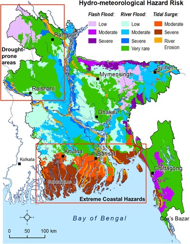 Figure 1. Climate-related multi-hazard risk map of Bangladesh.Source: Sammonds et al. (Citation2021, 71).