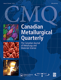 Cover image for Canadian Metallurgical Quarterly, Volume 57, Issue 1, 2018