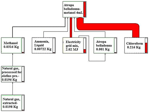 Figure 4. LCA network model of the alkaloids extraction.