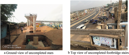 Figure 2. Uncompleted Stairs of a footbridge in Madina-Adenta Highway.