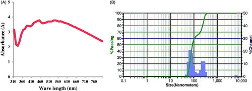 Figure 2. UV-Visible spectrum (A) and zeta potential analysis (B) of AgNPs.