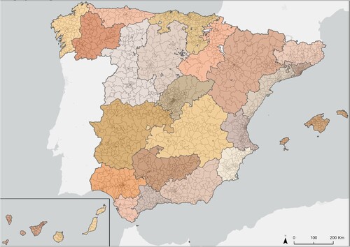 Figure 6. Mobility functional areas visualized after the lifting of mobility restrictions (vaccination campaign) in Spain (June 9, 2021). Source: Own elaboration based on INE phone data.