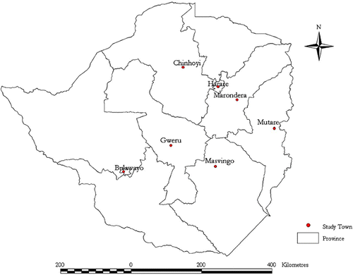 Figure 1: Location of provincial hospitals selected for the study