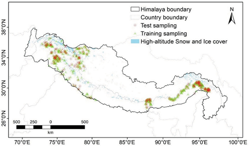 Figure 3. Wetland location sampling used for training and testing of the model.