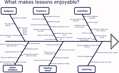 Figure 2. A completed fishbone for one group of pupils in Year 4.