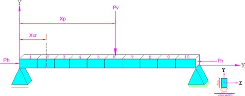 Figure 4. Geometry of the simply supported beam-column and its cross-section: case 2.