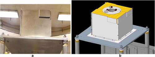 Fig. 9. Aluminum shroud on the Planet assembly: (a) picture and (b) CAD model.