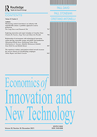 Cover image for Economics of Innovation and New Technology, Volume 30, Issue 8, 2021