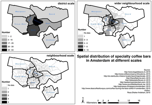 Figure 3. Spatial concentration of SCBs at different scales.