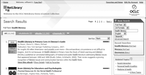 FIGURE 7 NetLibrary search results. Used with permission.