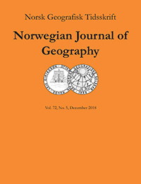 Cover image for Norsk Geografisk Tidsskrift - Norwegian Journal of Geography, Volume 72, Issue 5, 2018