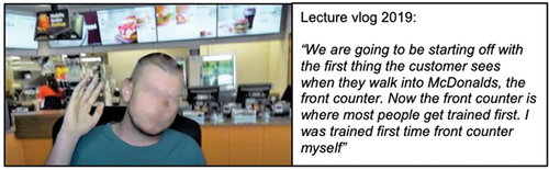 Figure 6. Lecture vlog: the service encounter.