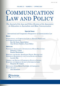 Cover image for Communication Law and Policy, Volume 25, Issue 2, 2020