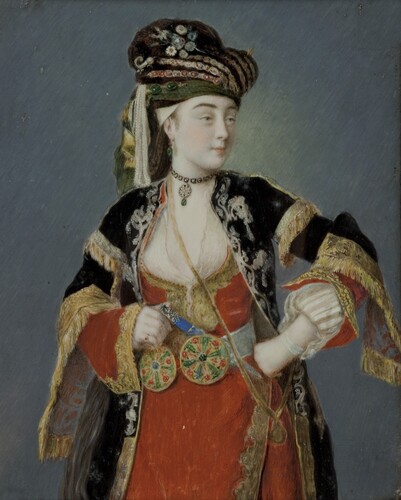 Figure 9. Jean-Étienne Liotard, Portrait of Lady in Turkish Dress, c. 1750, 10.2 × 8.3 cm. Courtesy of Lusail Museum. Lusail Museum, Qatar Museums, Doha, 2022 [OM.750].