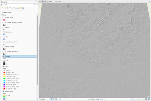 Figure 38. The result of the hillshade calculation from the DEM.