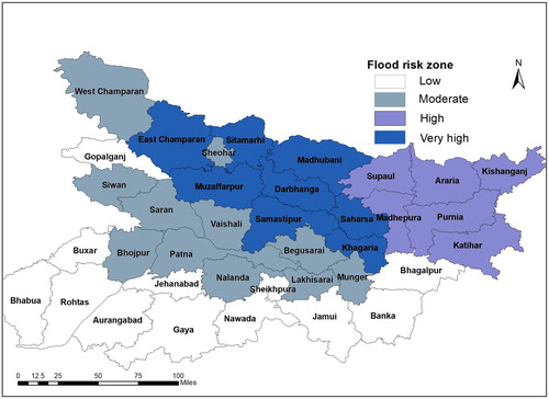 Figure 9. Final zonation of 37 districts into four risk zones based on k-means cluster.