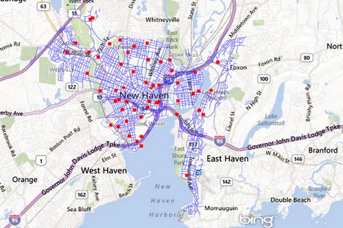 Figure 5. The map layers of schools and streets in New Haven, CT.