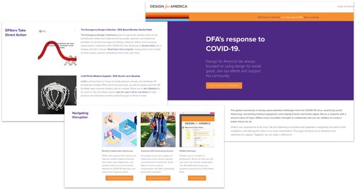 Figure 8. DFA reconfigured its website to focus on communities’ support for and with designers (source: DFA).