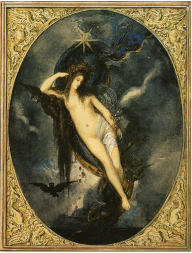 Figure 12. Nyx, déesse Nuit by Gustave Moreau (1880). Public domain, via Wikimedia Commons.