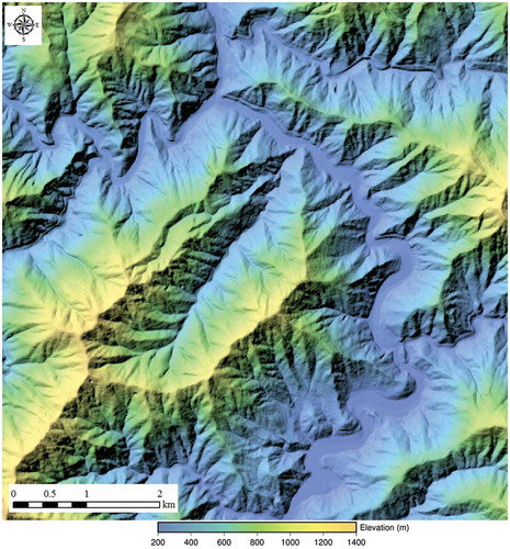 Figure 2. A shaded relief map of test site.
