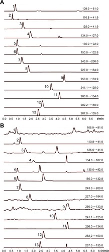 Figure 10 Typical high-performance liquid chromatograms (HPLC) of nucleosides in 13 kinds.