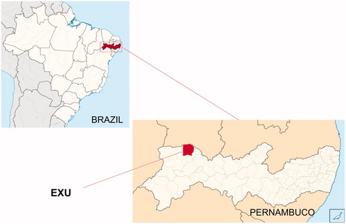 Figure 1. The municipality of Exu (7°30′S × 39°43′W), Pernambuco State in Brazil.