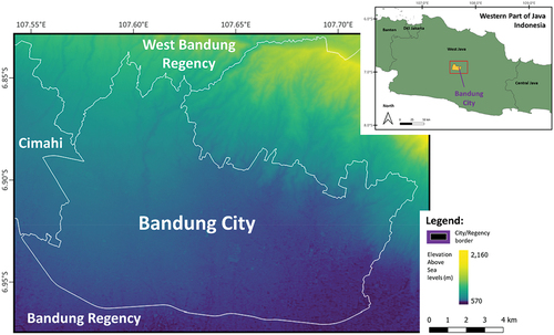 Figure 1. Bandung City and its surrounding areas.