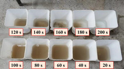 Figure 9. The collections of lost material during the whole of seepage experiments (radius ratio of 5.3).