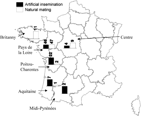 Figure 1. Distribution of breeder duck flocks according to production method.