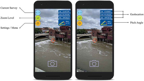 Figure 3. Screenshots of the smartphone application for the initial two surveys.