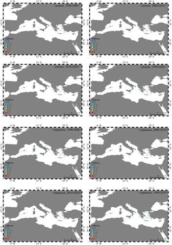 Figure 8. Hotspot distribution of island area changes in the Mediterranean Sea.