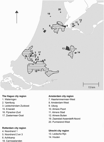 Figure 2. VINEX development areas in the Randstad Holland. Source: Kruythoff and Teule (Citation1997, p. 115).