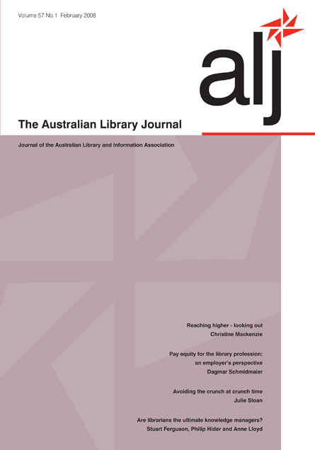 Cover image for The Australian Library Journal, Volume 57, Issue 1, 2008