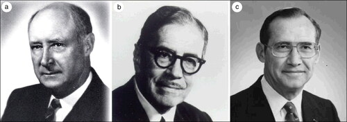 Figure 2. (a) George T. Caldwell, MD, (b) John J. Andujar, MD, and (c) Vernie A. Stembridge, MD.