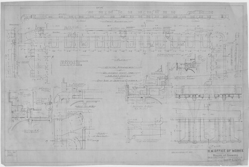 Figure 16. Details of the proposed fresh air inlets inside the galleries, November 24, 1925.Source: Historic England, Chest 9 ‘Houses of Parliament’.