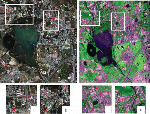Figure 6. Matching results for two IKONOS and SPOT5 satellite images in Table 2.
