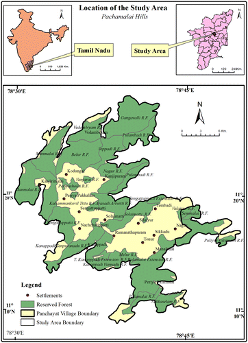 Figure 1. Study area. Source: Compiled from the published Survey of India’s Open Series Map and Taluk maps of Government of Tamil Nadu.