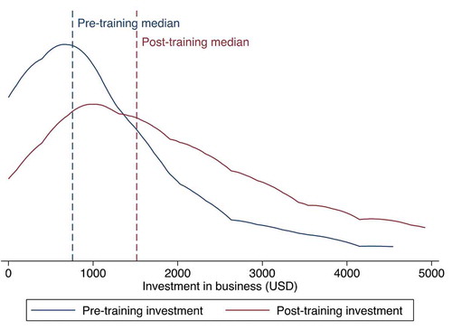 Figure 1. Investment in business before and after participating in the program.