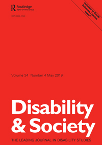 Cover image for Disability & Society, Volume 34, Issue 4, 2019