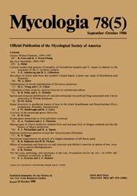 Cover image for Mycologia, Volume 78, Issue 5, 1986