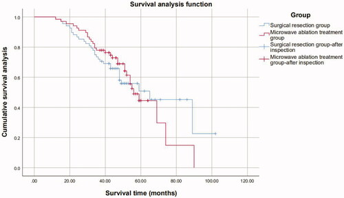 Figure 3. Overall survival in the PMWA group versus conventional resection group.