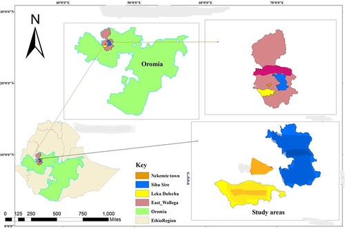 Figure 1 Map of the study Areas (Created by ArcGIS_WGS_1984).