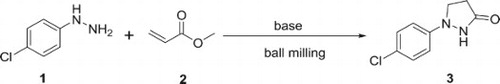 Scheme 2. Formation of 1-(4-chlorophenyl)pyrazolidin-3-one in ball mill.